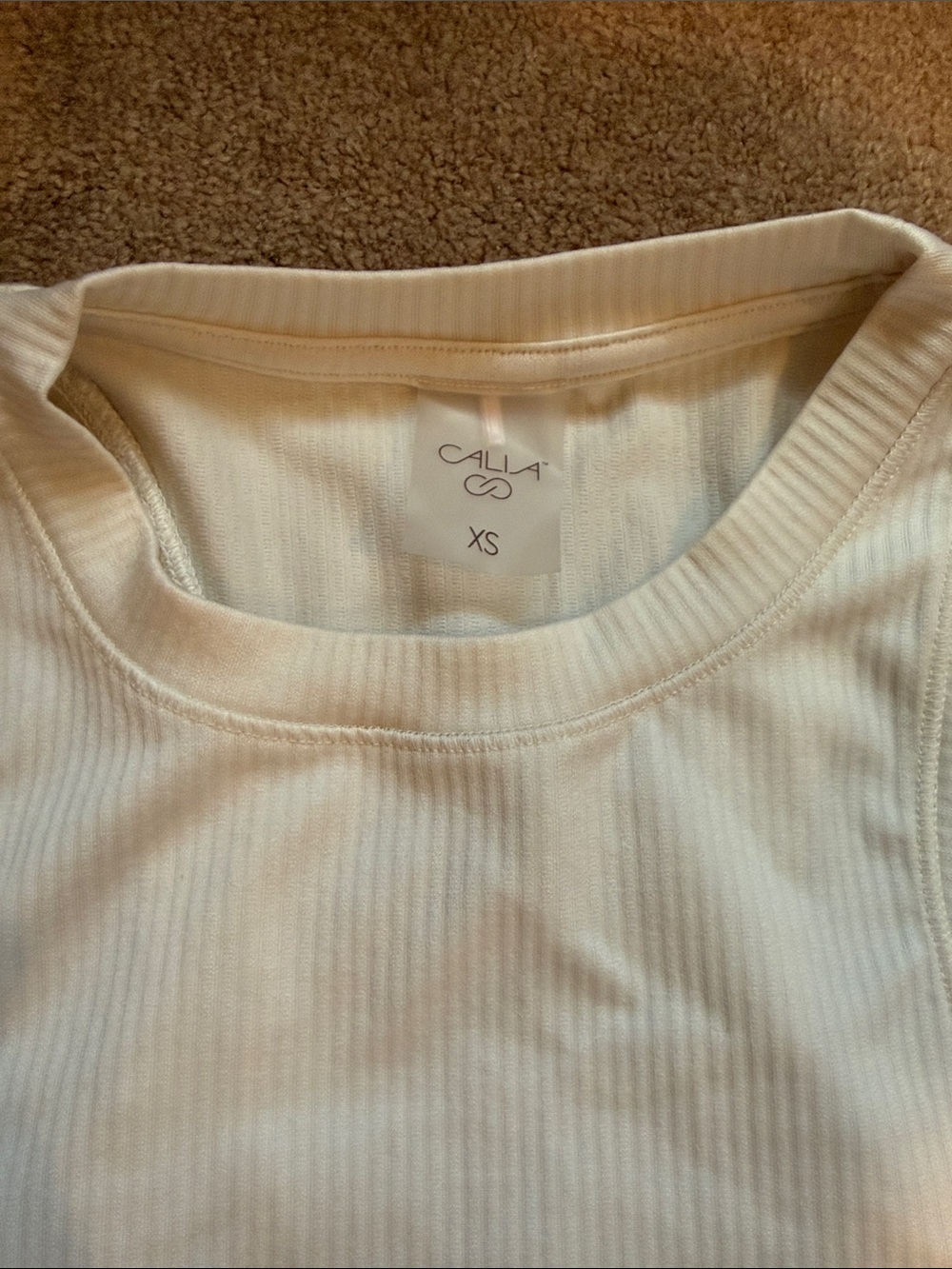 Women’s Ribbed Cream Tank Top - Picture 3 of 6